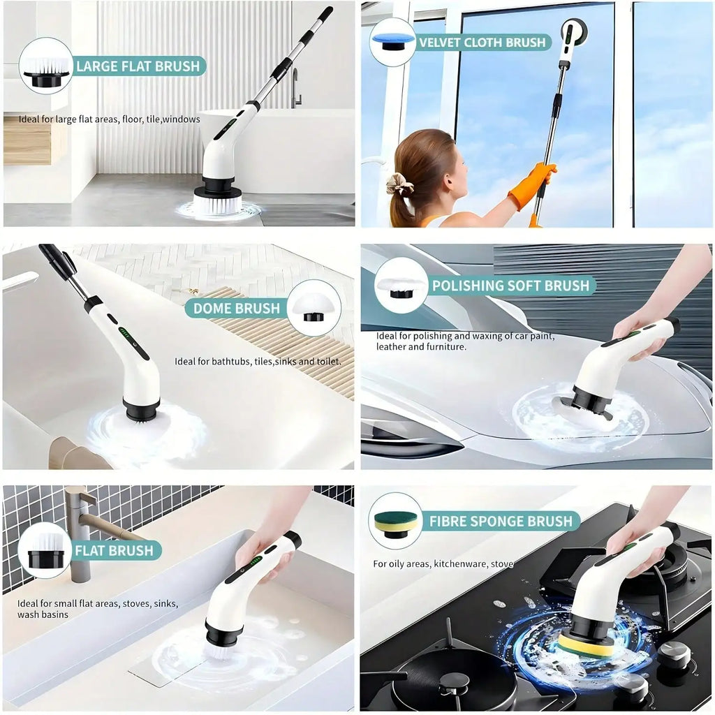 Scrubly™ Cordless Electric Spin Scrubber — 9-in-1 Power Cleaning Kit